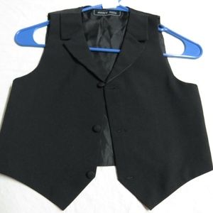 Sz 7 Black Formal Boys Polyester #200 Suit Vest